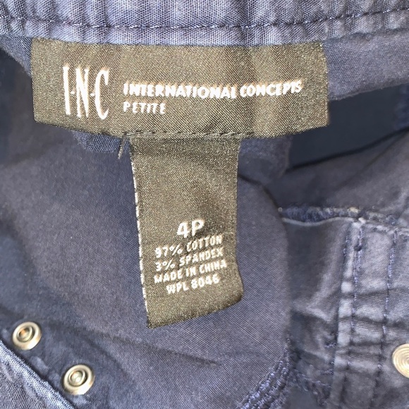 INC International Concepts Navy Blue Cotton Cropped Capri Pants Women’s Size 4P - Picture 6 of 6